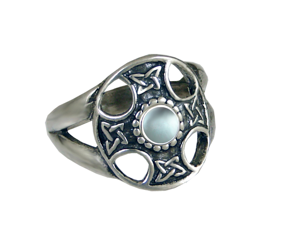 Sterling Silver Celtic Solar Cross Ring With Blue Topaz Size 12 Sterling Silver Celtic Solar Cross Ring With Blue Topaz Size 12